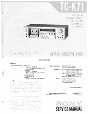 Sony TC-K71 Service Manual