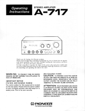 Pioneer A-717 Operating Instructions Manual