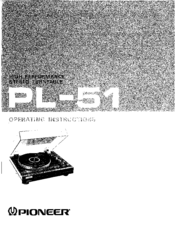 Pioneer PL-51 Operating Instructions Manual