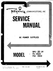 Regency PS-1422 Service Manual