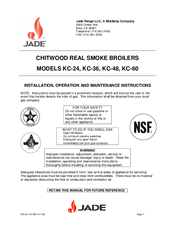 Jade CHITWOOD SMOKE BROILER KC-60 Installation & Maintenance Instructions Manual