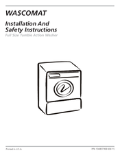 Wascomat Full Size Tumble Action Washer Installation And Safety Instructions