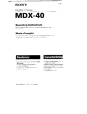 Sony MDX-40 Operating Instructions Manual