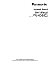 Panasonic WJ-HDB502 User Manual