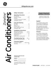GEAppliances Zoneline 4100 Owner's Manual And Installation Instructions