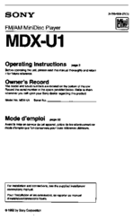 Sony MDX-U1 Operating Instructions Manual