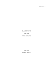 Classe Audio OMICRON Owner's Manual