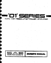 SAE 01 Series Owner's Manual