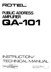 Rotel QA-101 Instruction/Technical Manual