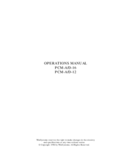WinSystems PCM-A/D-16 Operation Manual