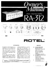 Rotel RA-312 Owner's Manual