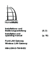 HomeMatic HM-LGW-O-TW-W-EU Installation And Operating Manual