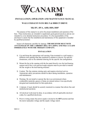 Canarm HVA Installation, Operation And Maintenance Manual