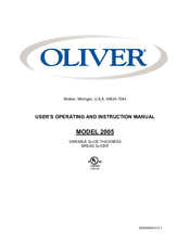 Oliver 2005 User's Operating And Instruction Manual