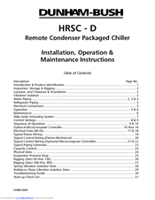 Dunham-Bush HRSC180 Operating & Maintenance Instructions