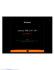 Lenovo TAB 2 A7-10F User Manual