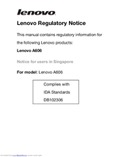 Lenovo A606 Regulatory Notice