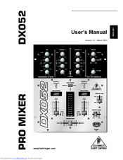 Behringer Pro Mixer DX052 User Manual