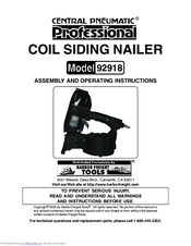 Central Pneumatic Professional 92918 Assembly And Operating Instructions Manual