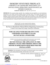 Isokern VF-36 Installation, Operation, Maintenance And Owner's Manual