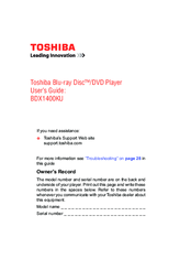 Toshiba BDX1400KU User Manual