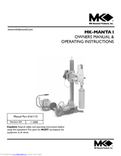 MK Diamond Products MK-MANTA I Owner's Manual & Operating Instructions