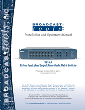 Broadcast Tools SS 16.4 Installation And Operation Manual