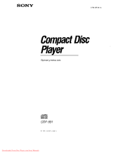 Sony CDP-C77ES - Es 5 Disc Cd Changer Operating Instructions Manual