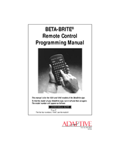 Adaptive Beta-Brite 1024 Programming Manual