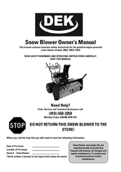 DEK 45SD Owner's Manual