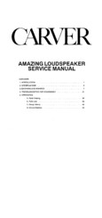 Carver Amazing Loudspeaker Platinum Edition Service Manual