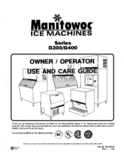 Manitowoc GY0204A Owner / Operator Use And Care Manual