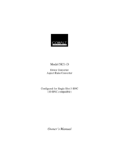 Cobalt Digital Inc 5821-D Owner's Manual