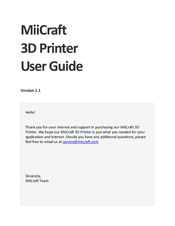 MiiCraft 3D Printer User Manual