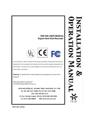 Vicon VDR-208 User Manual
