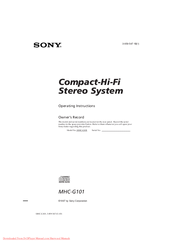Sony MHC-G101 Primary Operating Instructions Manual