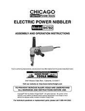 Chicago Electric 94782 Assembly And Operation Instructions Manual