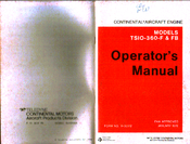 Continental Motors TSIO-360-F Operator's Manual