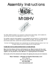Maco Antennas M108HV Assembly Instructions Manual