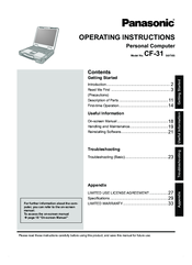 Panasonic CF-31SFLAXDM Operating Instructions Manual