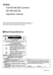 Hitachi Kokusai Electric KP-HD1005-S5 Operation Manual