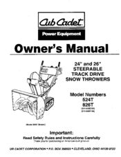 Cub Cadet 826T Owner's Manual