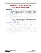 AudioCodes MP-100 Quick Start Manual