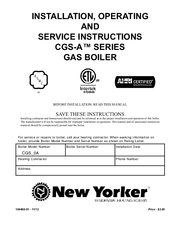 New Yorker CGS-A Series Installation, Operating And Service Instructions