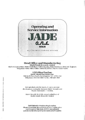 Klark Teknik Jade One MK II Operating And Service Information