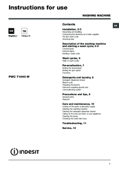 Indesit PWC 71040 W Instructions For Use Manual