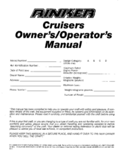 Rinker Cruisers Owner's/Operator's Manual