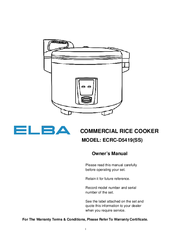 Elba ECRC-D5419(SS) Owner's Manual