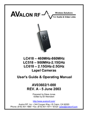 Avalon RF LC418 User's Manual & Operating Manual