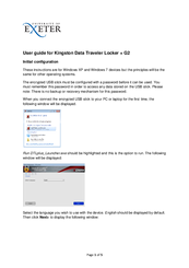 Kingston Technology Data Traveler Locker + G2 User Manual
